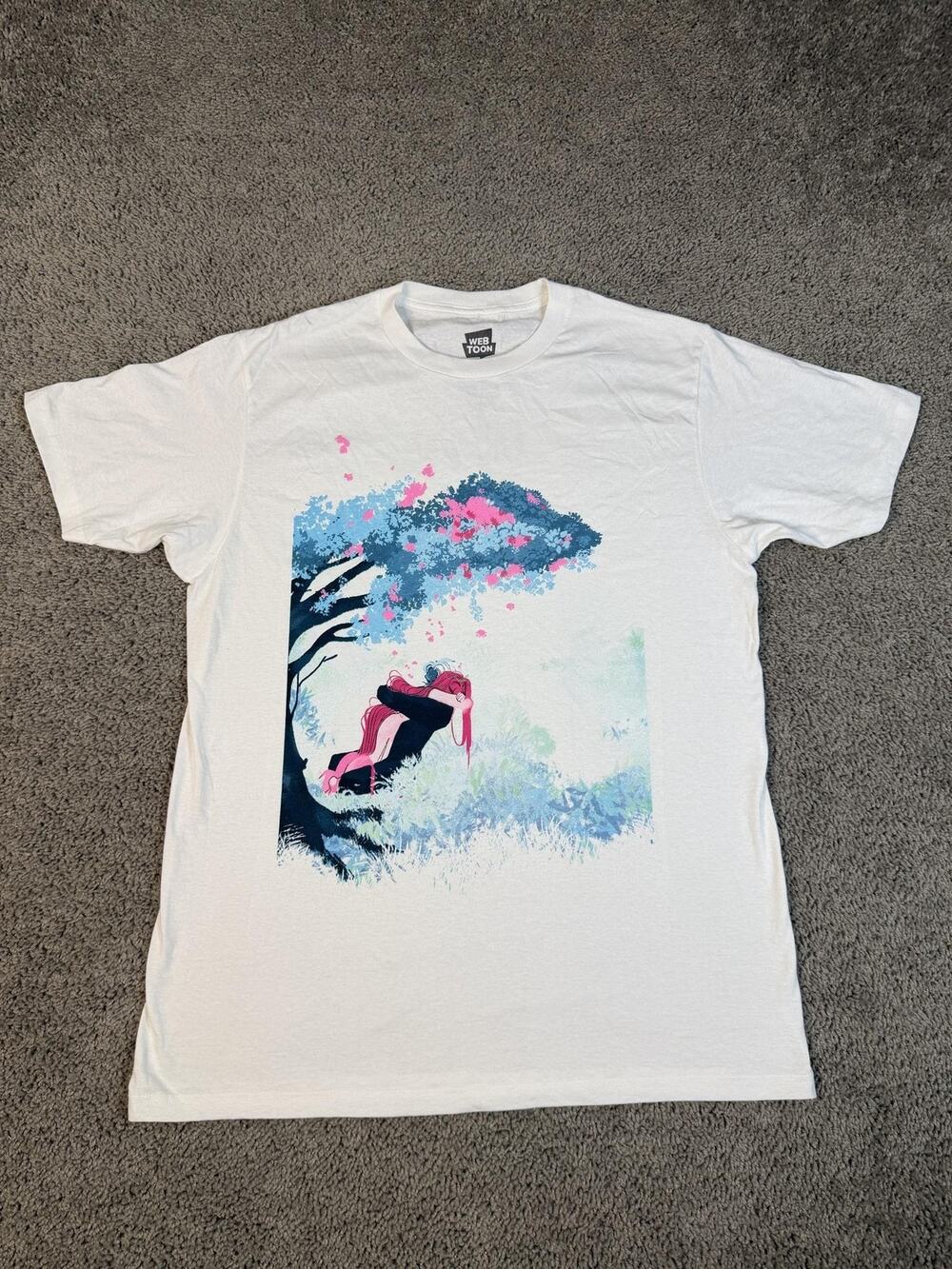 WEBTOON Shirt Mens M White Lore Olympus Graphic Crew Neck Tagless 100% Cotton